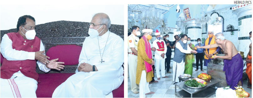 Guv visits Archbishop’s House, Mangeshi Temple