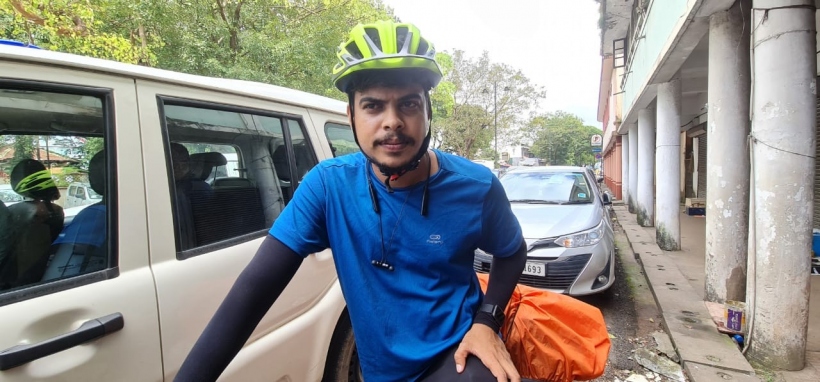 Man from Kerala cycling to Delhi in protest over fuel price hike