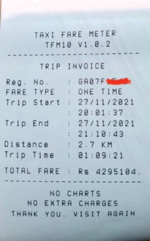 Customer gets Rs 42 lakh taxi bill for 2.7 kms