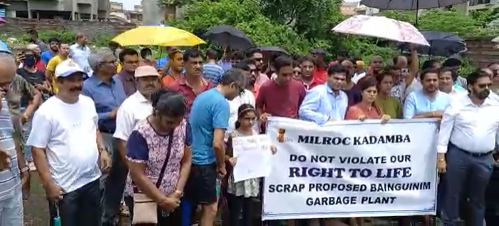 Residents of Old Goa protest against Bainguinim garbage treatment plant
