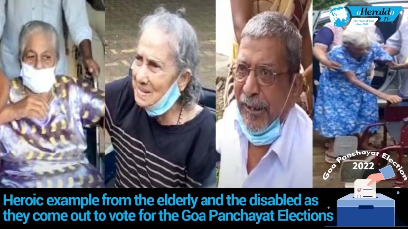 Heroic example from the elderly and the disabled as they come out to vote in the Goa Panchayat Election
