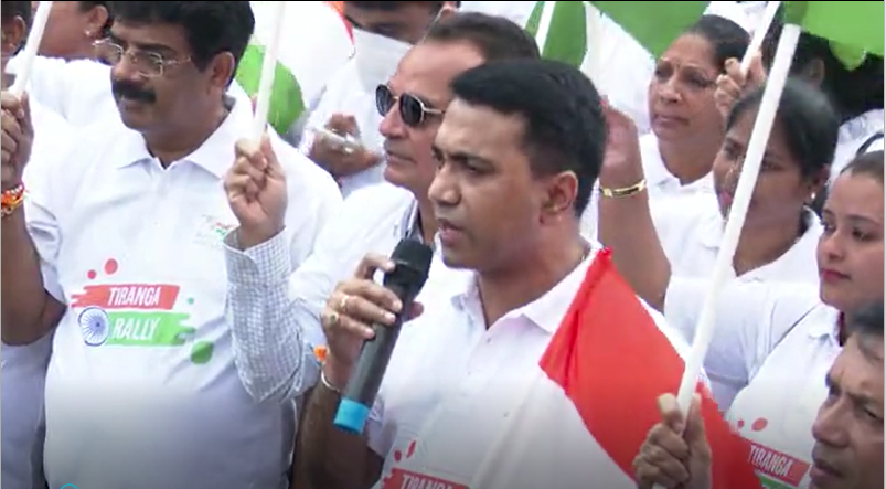 Goa Chief Minister Pramod Sawant flags of the Tiranga rally in Panjim