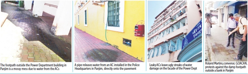 Slippery footpaths, unwanted showers: Panjim no longer pedestrians’ paradise due to leaky ACs