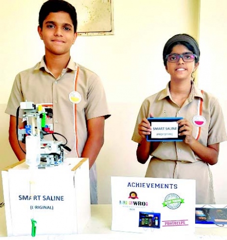 Margao school students granted patent for  ‘Smart Saline’ invention