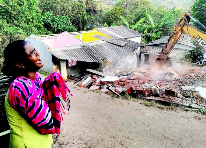 Tempers flare as illegal structures demolished in Sangolda
