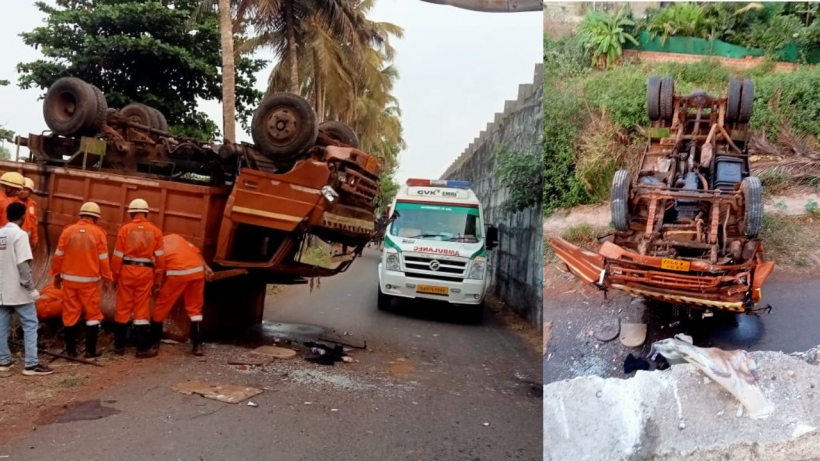 Truck veers off on flyover at Guirim Highway; claims one life 