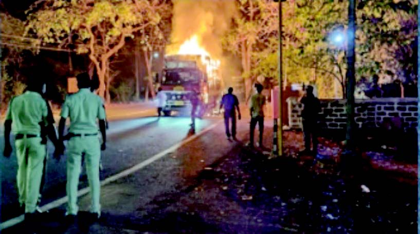 Cargo truck engulfed in flames near Goa Forest Dept gate at Mollem; Rs 5 lakh loss estimated