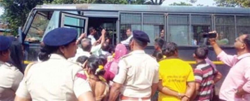 100 Bhoma locals including sarpanch detained for democratically protesting road widening survey
