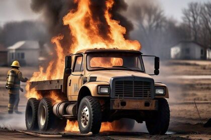 16-Tyre Truck Catches Fire at Anmod Ghat, No Casualties Reported