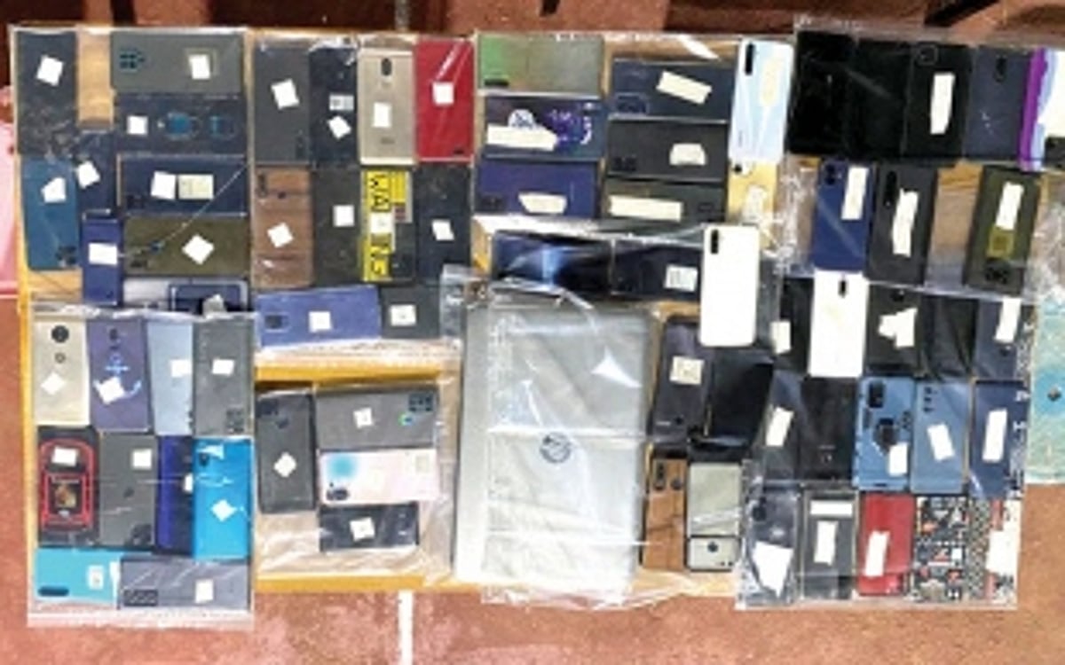 16 held, 67 mobile phones, laptop recovered
