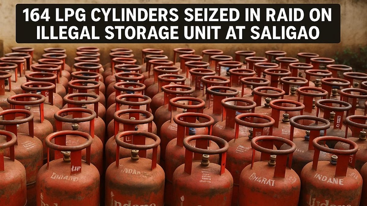 164 LPG Cylinders Seized in Raid on Illegal Storage Unit at Saligao