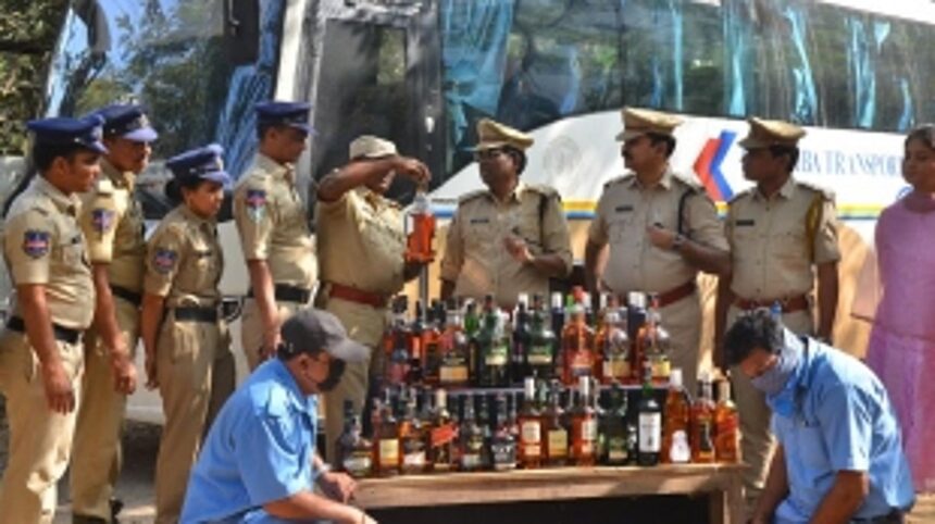 70 Bottles of Illicit Alcohol Seized from Goa-Hyderabad Bus