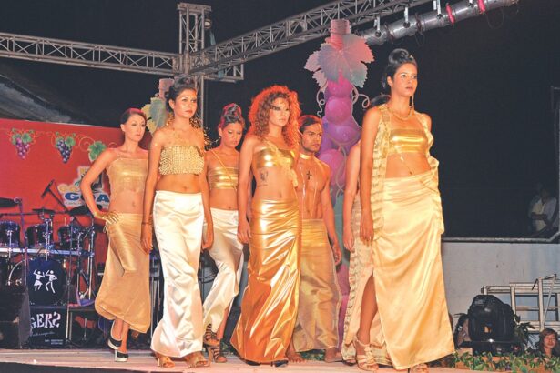 A SIP OF FASHION: Models walking the ramp at the fashion show organised by Monty Sally at Grape Escapede at Inox courtyard on Saturday.