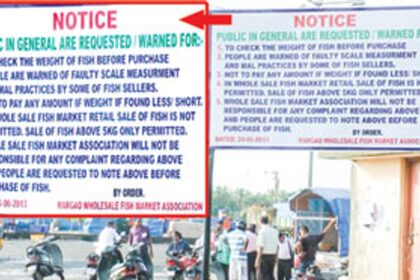 A board put by the Margao Wholesale Fish Market Association