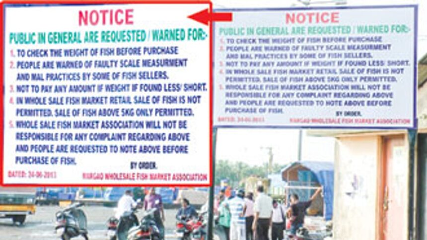 A board put by the Margao Wholesale Fish Market Association