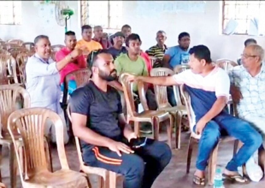 A fervent plea to speak the truth, Areal villagers kneel before panchas