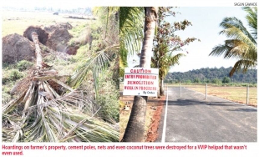 A helipad destroying farms built with no consent from farmers, no care or compensation 1 A helipad destroying farms built with no consent from farmers, no care or compensation
