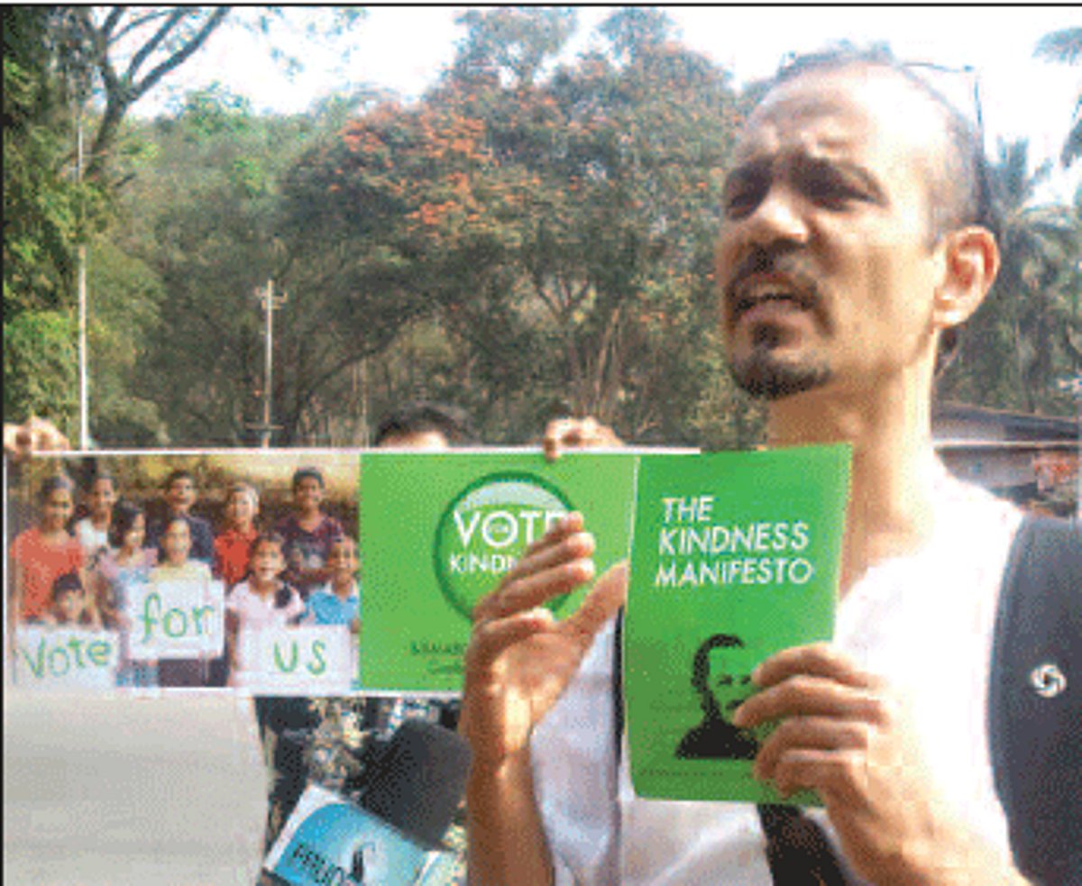 A kinD MEssAgE: Fr Bismark Dias releases his election manifesto at Old Goa.