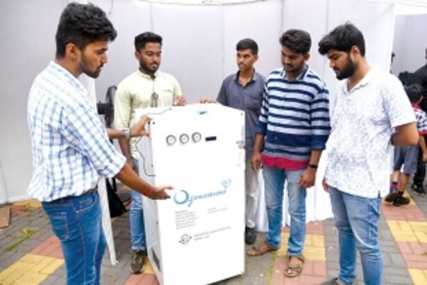 A machine to suck air and deliver oxygen to COVID patients: Made by amche Don Bosco boys