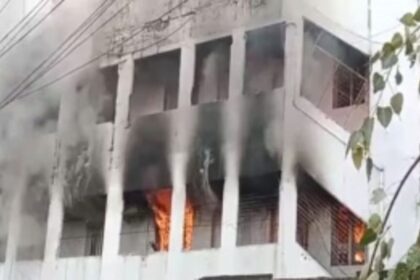 A major fire broke out in a godown, at Vijayawada, Andra Pradesh; crores of property loss