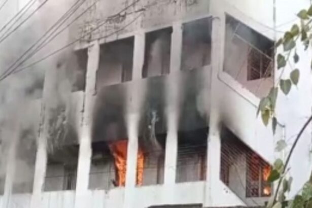 A major fire broke out in a godown, at Vijayawada, Andra Pradesh; crores of property loss