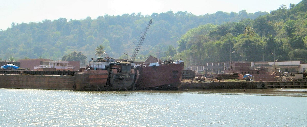 A shipyard along the Zuari River in Rassaim-Loutolim village.