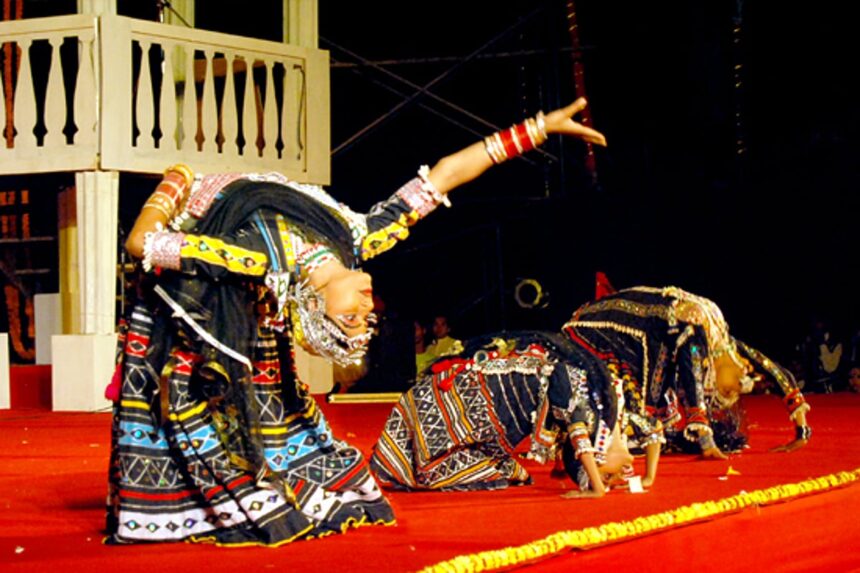 A troupe performing a dance sequence at Lokotsav 2009, organized by Directorate of Art and Culture in association with Kala Academy and Sports Authority of Goa, at the Darya Sangam on Sunday.