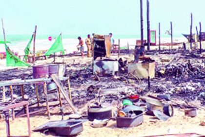 A view of the shack which was gutted at Benaulim.