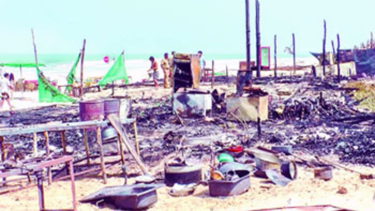 A view of the shack which was gutted at Benaulim.