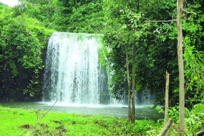 A view of the waterfall at Kalay-Sanguem, which offers enchanting beauty to the visitors.