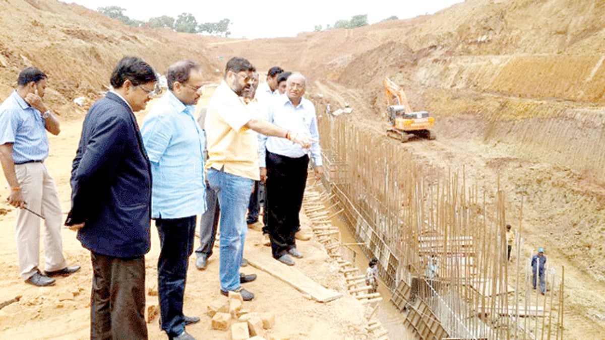 AG ON THE SPOT: Advocate General Atmaram Nadkarni at the site of construction of Mhadei retaining wall