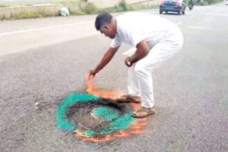 Activists turn artists; transform ‘death traps’ at Dabolim into vibrant rangoli artworks