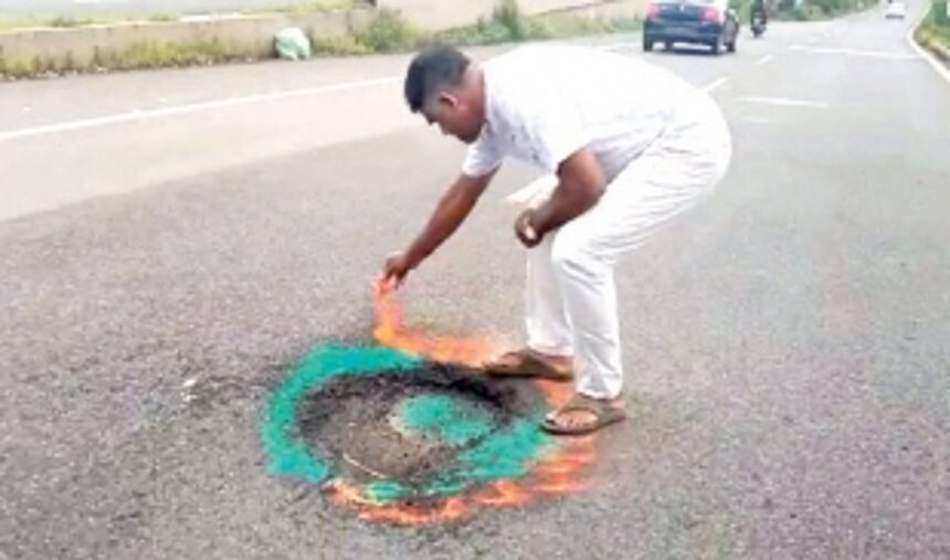 Activists turn artists; transform ‘death traps’ at Dabolim into vibrant rangoli artworks