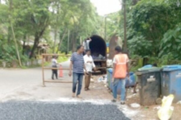 After Herald report, Mapusa  councillor hot-mixes bad road