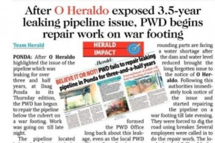 After O Heraldo exposed 3.5-year leaking pipeline issue, PWD begins repair work on war footing