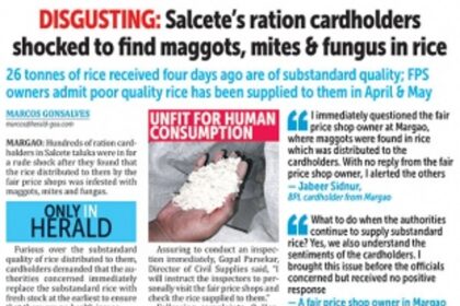 After living in denial that maggot- filled rice filled ration shops, Govt finally ‘disciplines’ erring officers