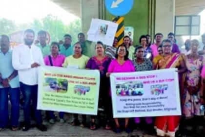 Agasaim locals stage protest for bus stop