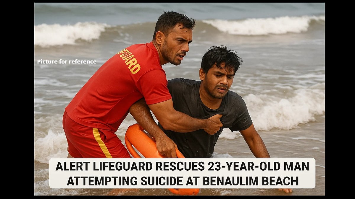 Alert Lifeguard Rescues 23-Year-Old Man Attempting Suicide at Benaulim Beach