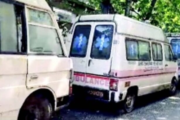 Ambulances at Mapusa District Hospital in a state of disrepair