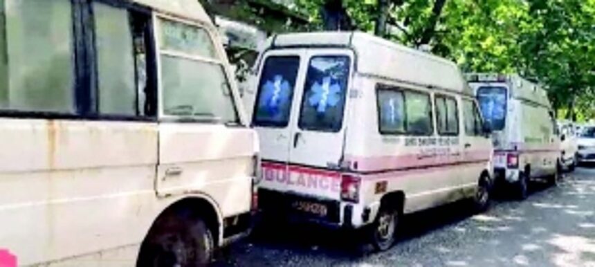 Ambulances at Mapusa District Hospital in a state of disrepair