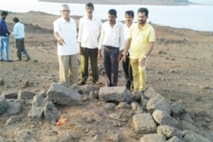 Ancient Ganesh idol carved on a basalt stone found in Kurdi