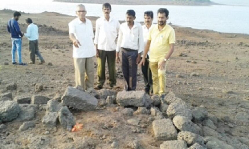Ancient Ganesh idol carved on a basalt stone found in Kurdi