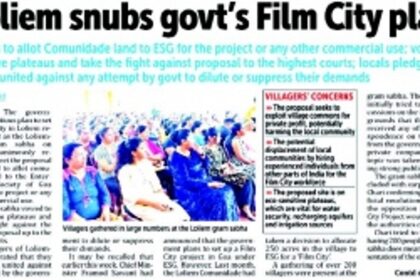 Anger in Loliem over govt approval to Film City, locals vow to protect Comunidade land