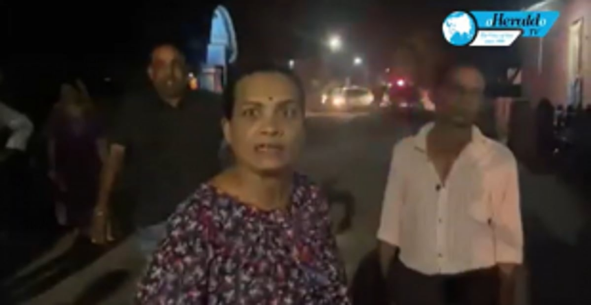 Angry local block Saligao Tinto Road due to accident; no tiling even after 15 coconuts broken