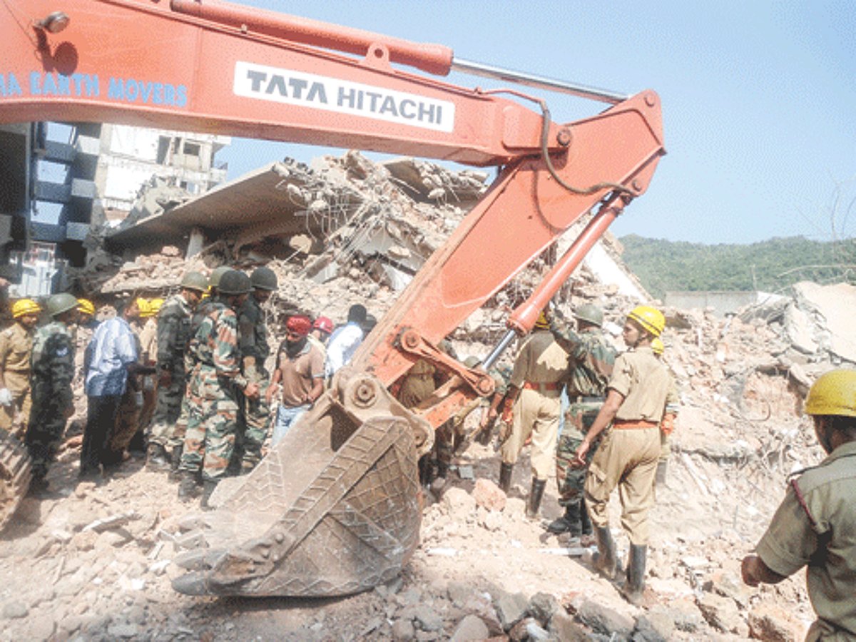 Army personnel carry out rescue operations at the site at Chaudi on Sunday.