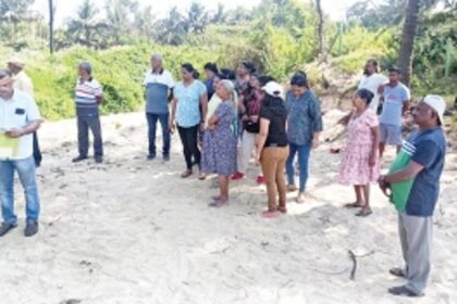 Arossim villagers protest  destruction of sand dunes