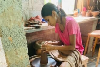 Arossim’s young potter Simonie Rego crafts clay Christmas decor
