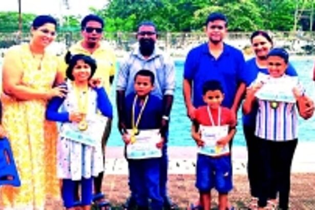 Arthur, Vihaan, Keya and Criscia  excel in para swimming contest