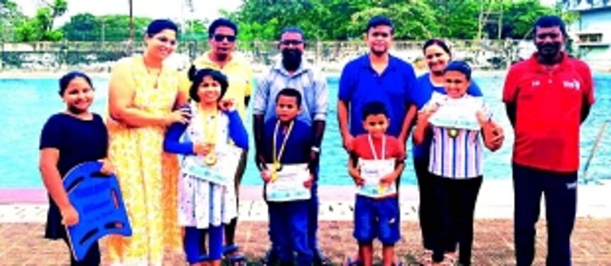 Arthur, Vihaan, Keya and Criscia  excel in para swimming contest