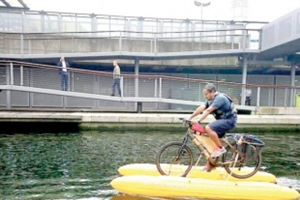 Assam adventurer pedals floating cycle to clear Thames litter